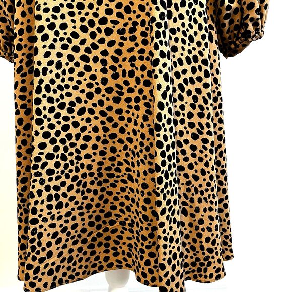 Gibson Latimer Dress Women SZ 12 Beige Animal Print Crew Neck Sheath Midi Lined - Picture 7 of 13